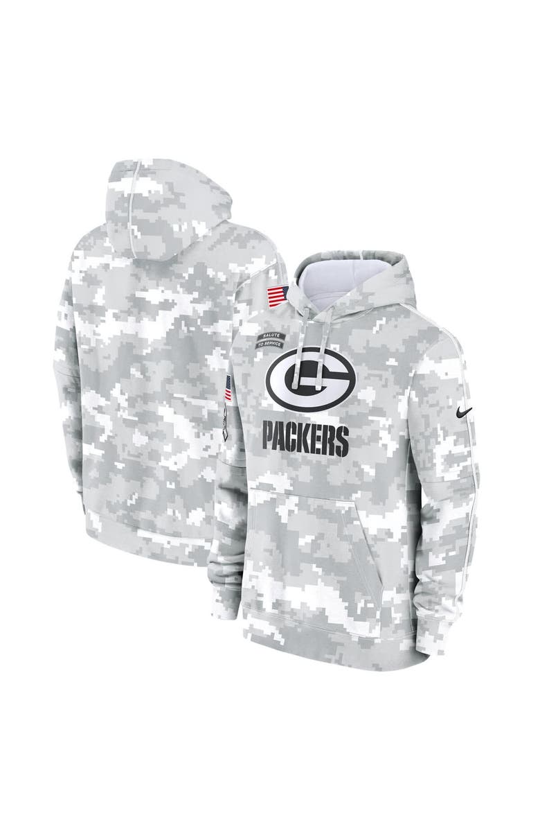 Nike Youth Nike White/Gray Green Bay Packers 2024 Salute To Service Pullover Hoodie, Main, color, 