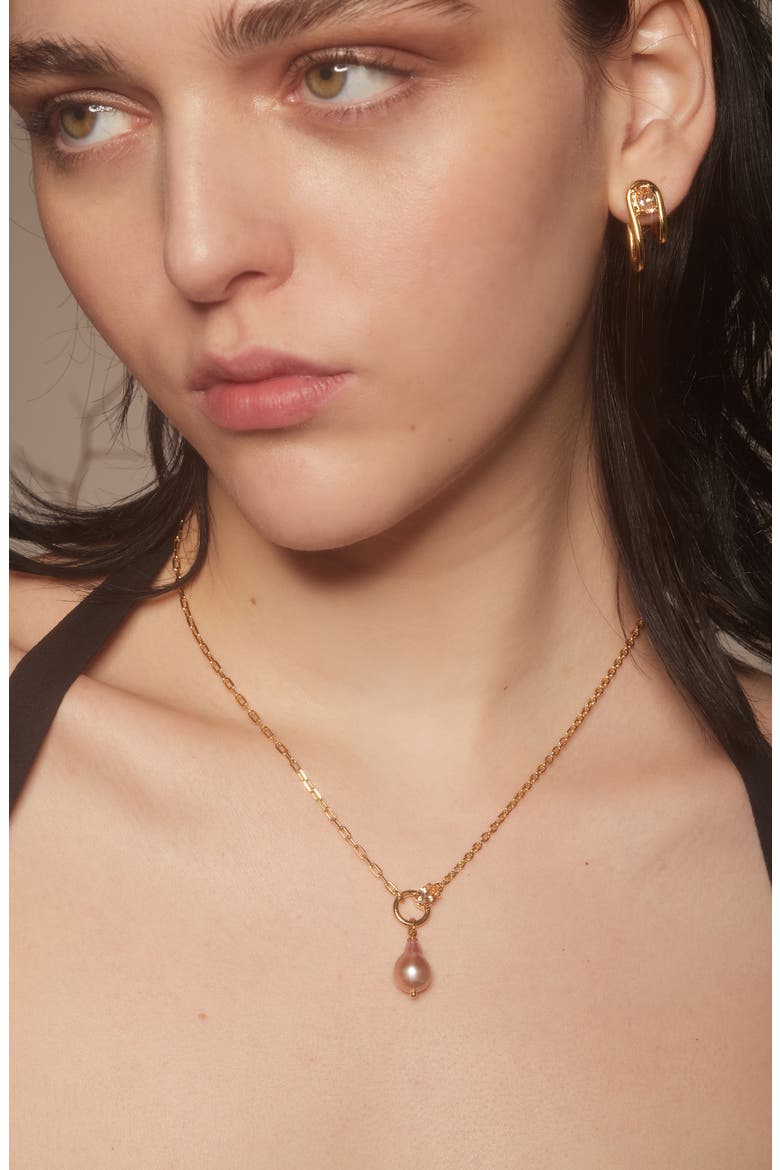 Luella Cultured Pearl Pendant Necklace, Alternate, color, GOLD/ PEACH/ PEARL