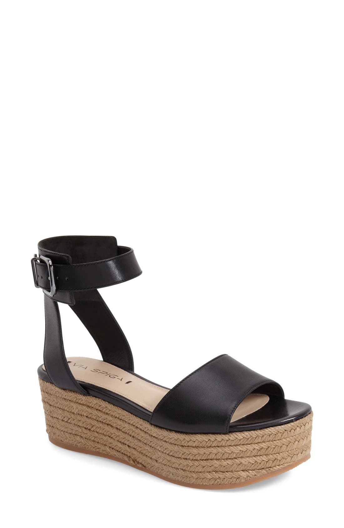 'Nemy' Platform Sandal, Main, color, BLACK
