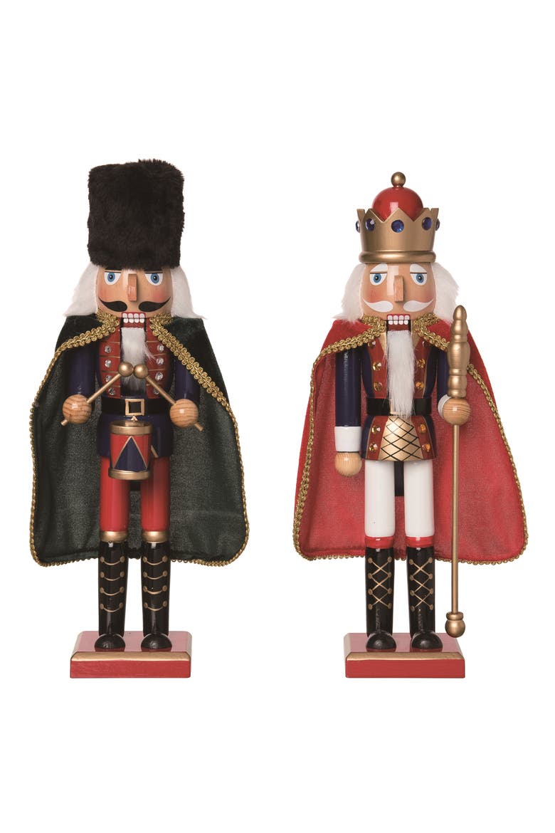 Wood Fancy Nutcracker Set of 2 Decorative Christmas Decor, Main, color, Multicolored