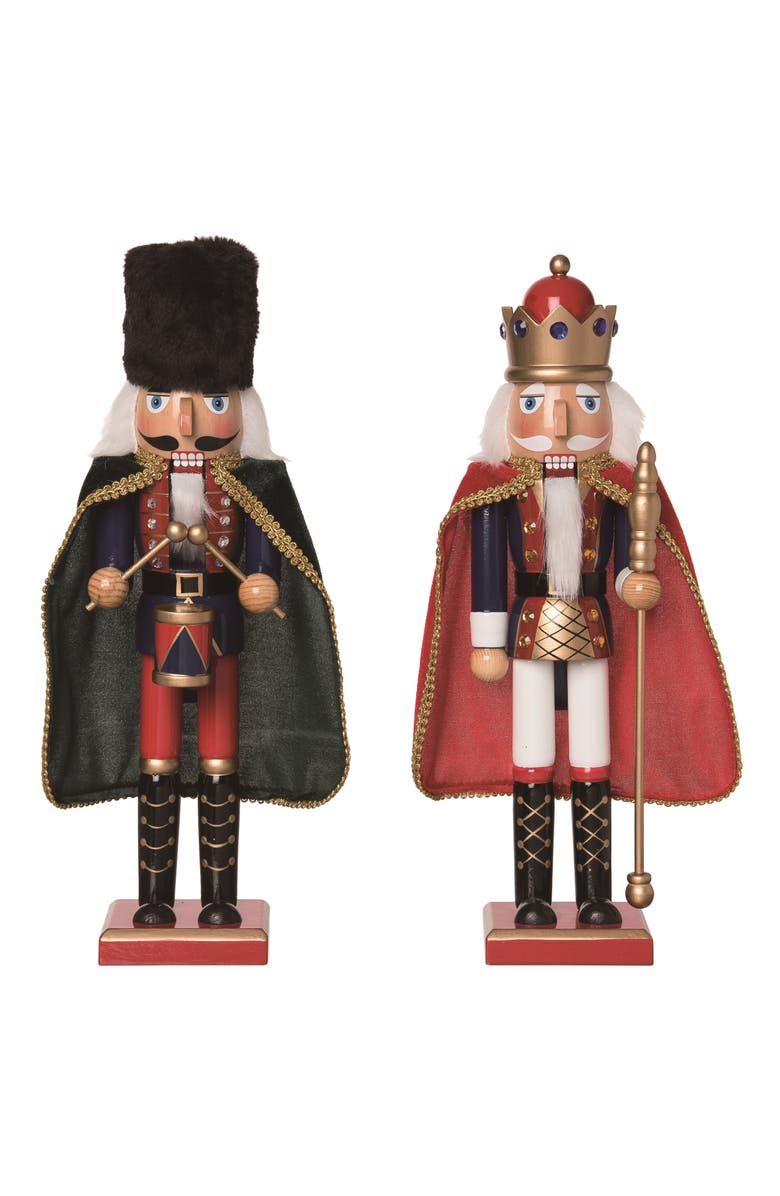 Transpac Wood Fancy Nutcracker Set of 2 Decorative Christmas Decor, Main, color, Red