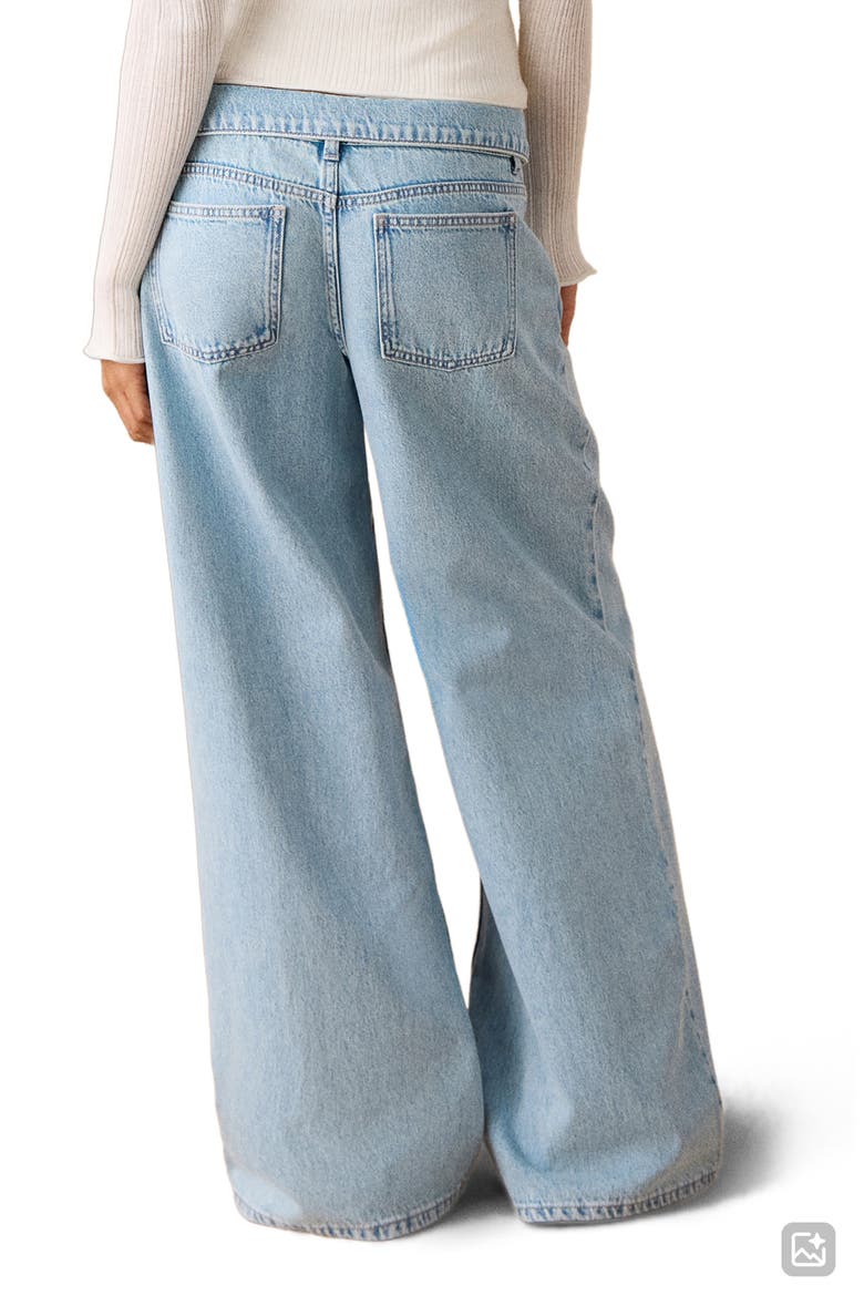 Foldover Low Rise Wide Leg Jeans, Alternate, color, LIGHT BLUE