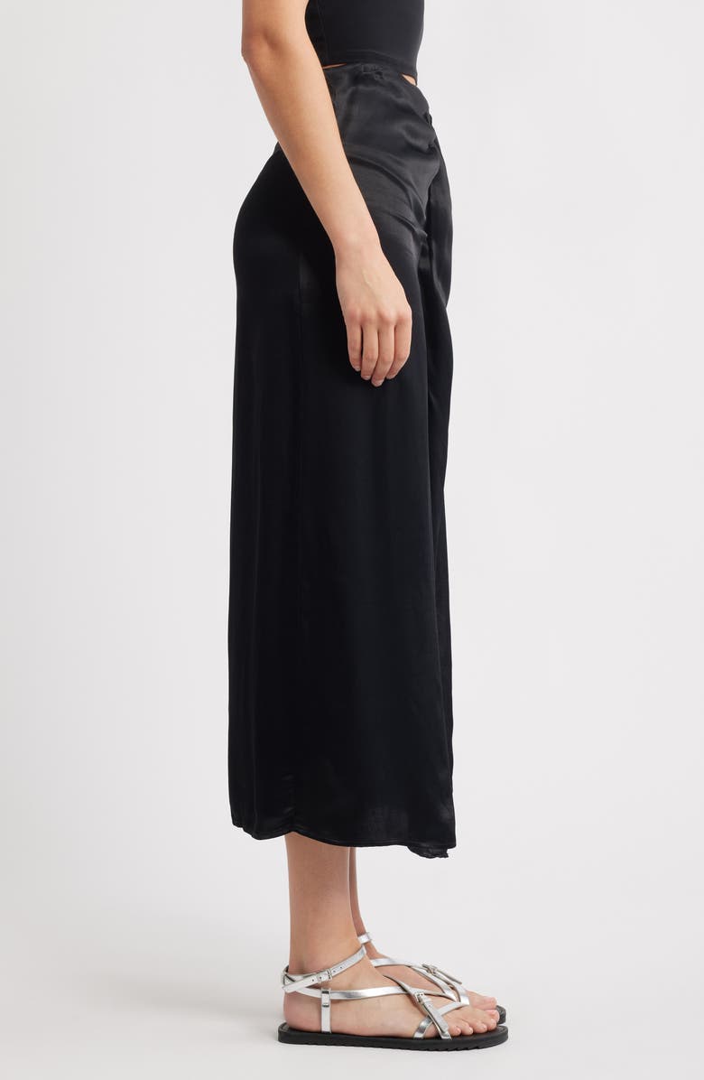 Topshop Ruched Front Vent Satin Maxi Skirt, Alternate, color, 