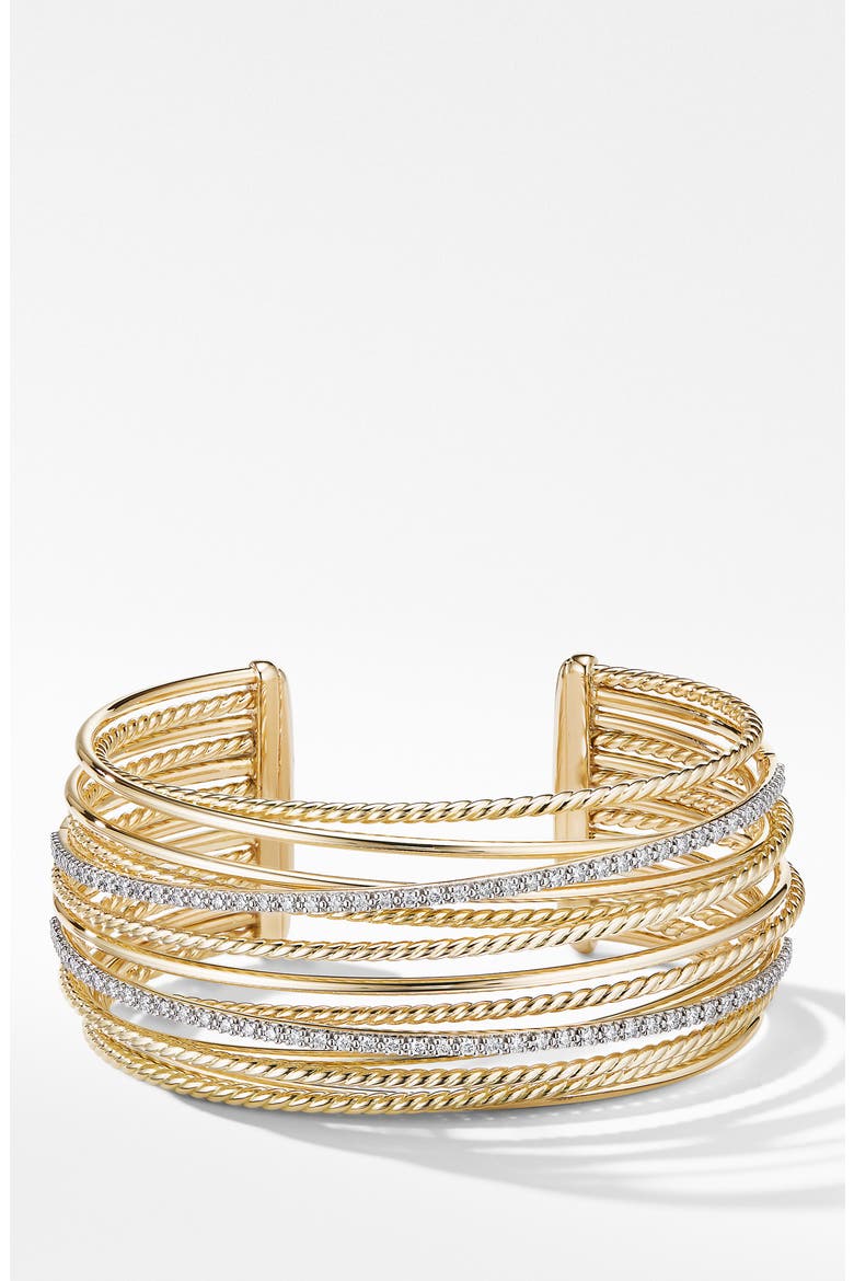 Crossover Cuff Bracelet with Diamonds, Main, color, GOLD/ DIAMOND