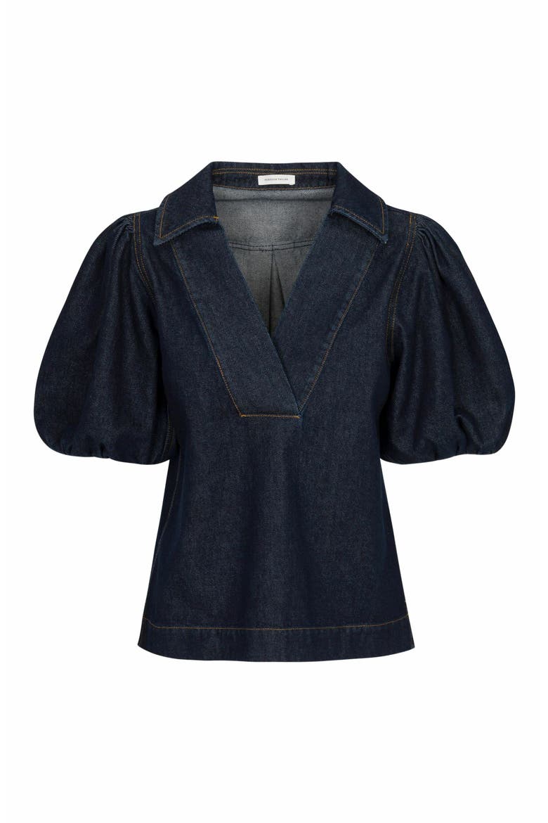 Gabrielle Denim Blouse, Alternate, color, DEEP SEA WASH