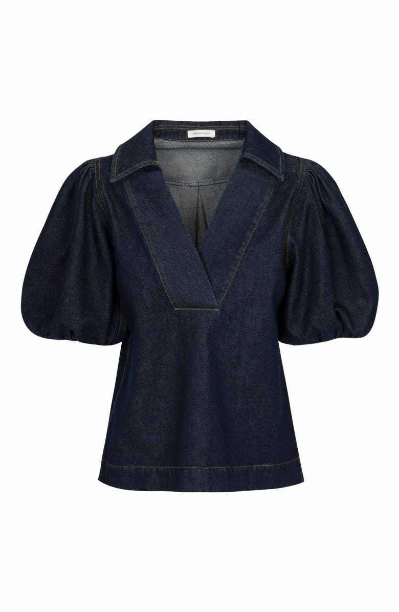 Rebecca Taylor Gabrielle Denim Blouse, Alternate, color, Deep Sea Wash