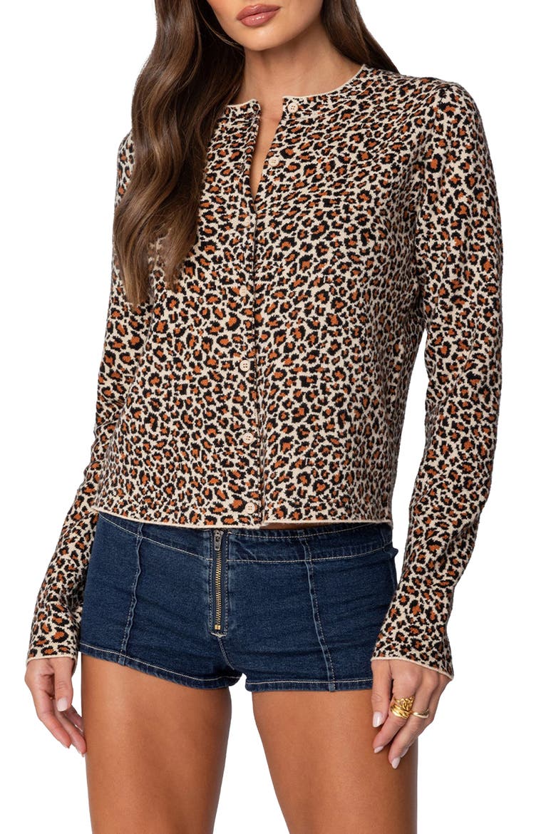 Leopard Print Cardigan, Main, color, LEOPARD