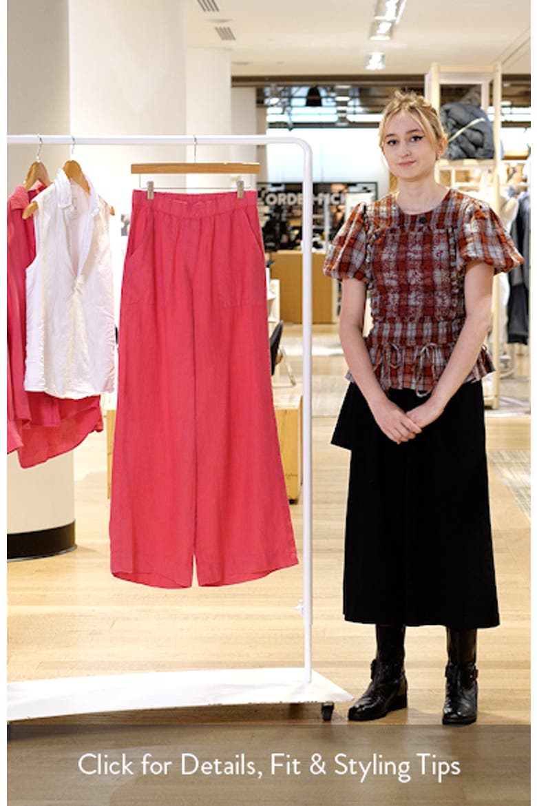 Patch Pocket Pull-On Linen Wide Leg Pants video