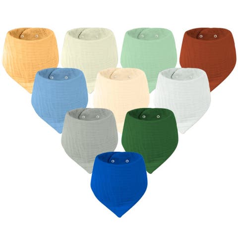 Muslin Baby Bandana Bibs, 10 Pack
