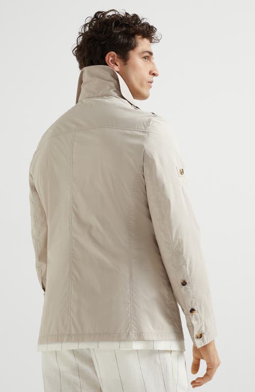 Brunello Cucinelli Men's Linen-silk Concealed Zip Safari Jacket In Cool Beige
