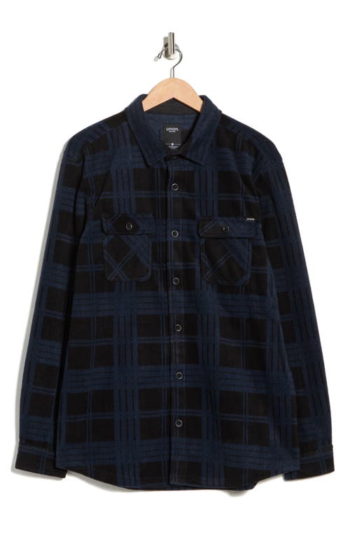 Union Cascade Buffalo Plaid Microfleece Button-up Shirt In Blue