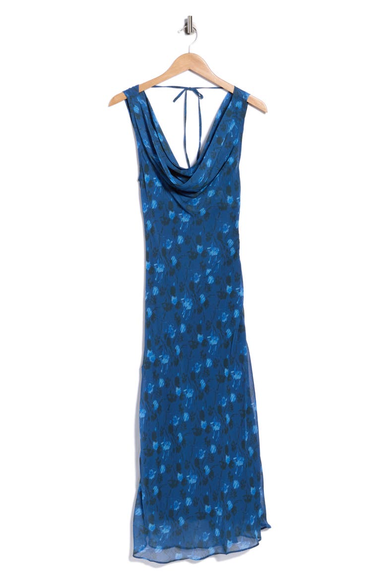 Cowl Neck Midi Dress, Alternate, color, BLUE FLORAL