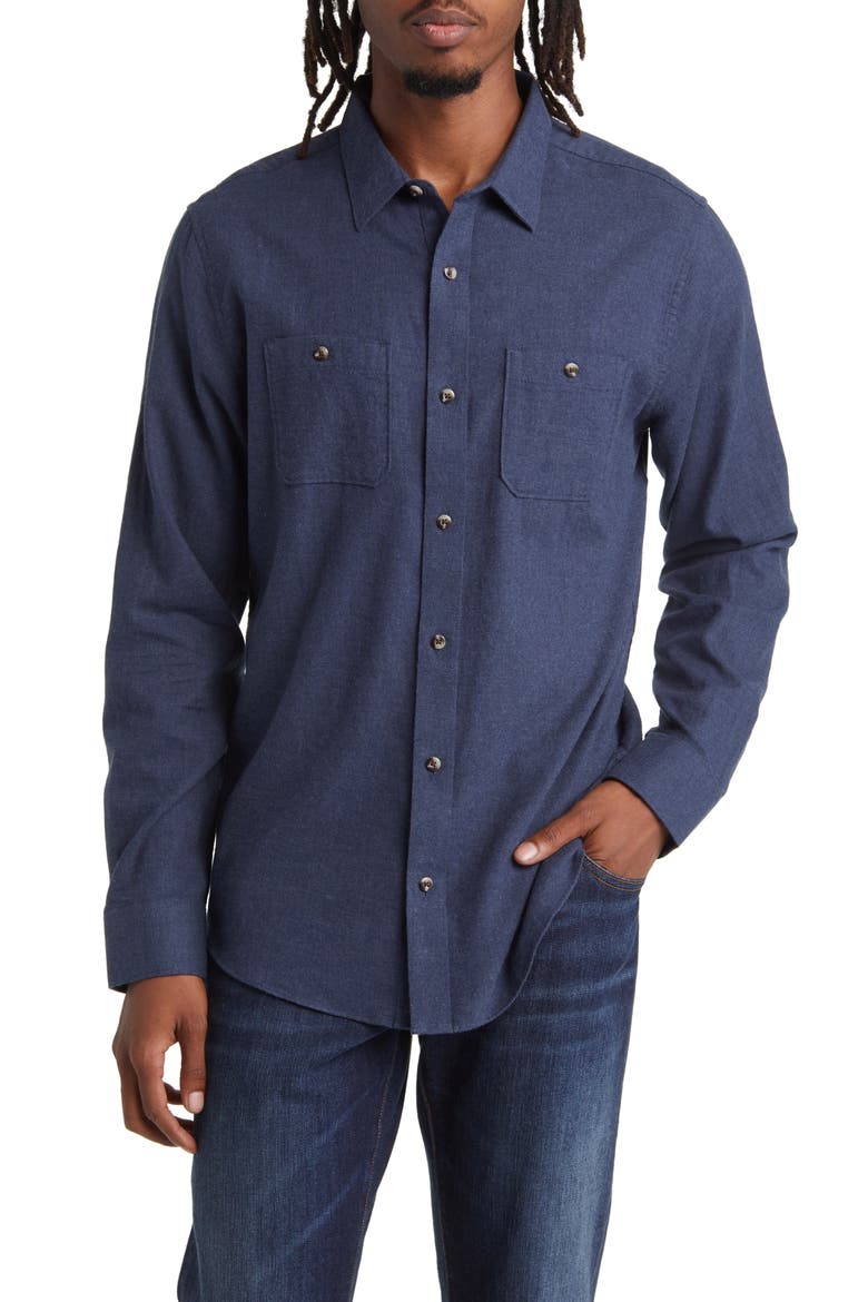 Cloud Flannel Button-Up Shirt, Main, color, TOTAL ECLIPSE