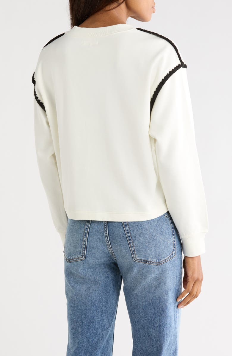 rag & bone Blanket Stitched Crop Sweatshirt, Alternate, color, Chalk