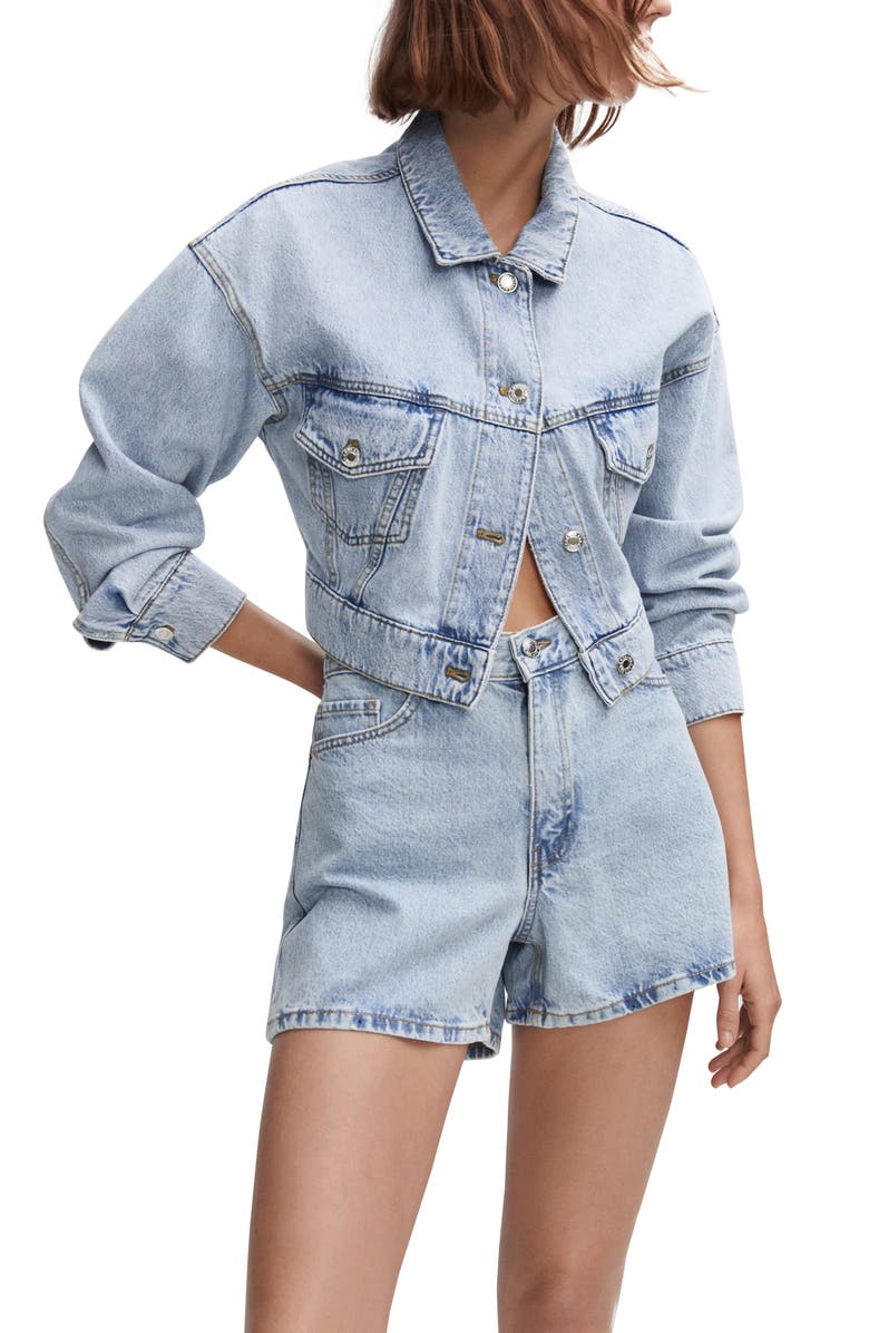 MANGO High Waist Jean Shorts, Alternate, color,