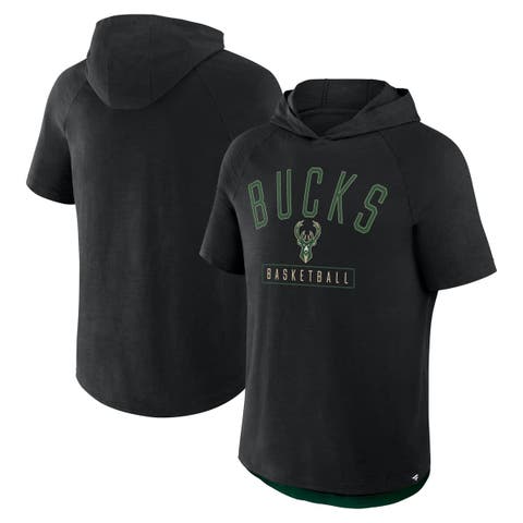 Men's Fanatics Black Milwaukee Bucks Pass Legend Raglan Hoodie T-Shirt