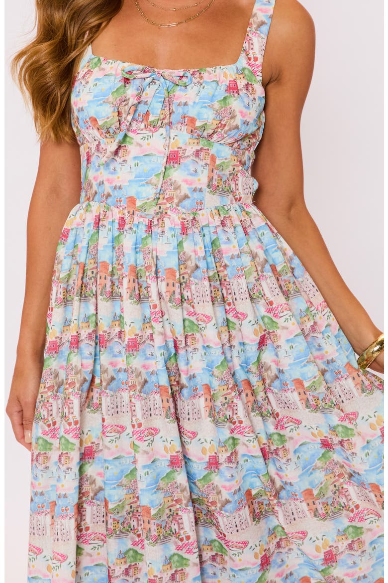 Delilah Landscape Print Midi Dress, Alternate, color, MULTI