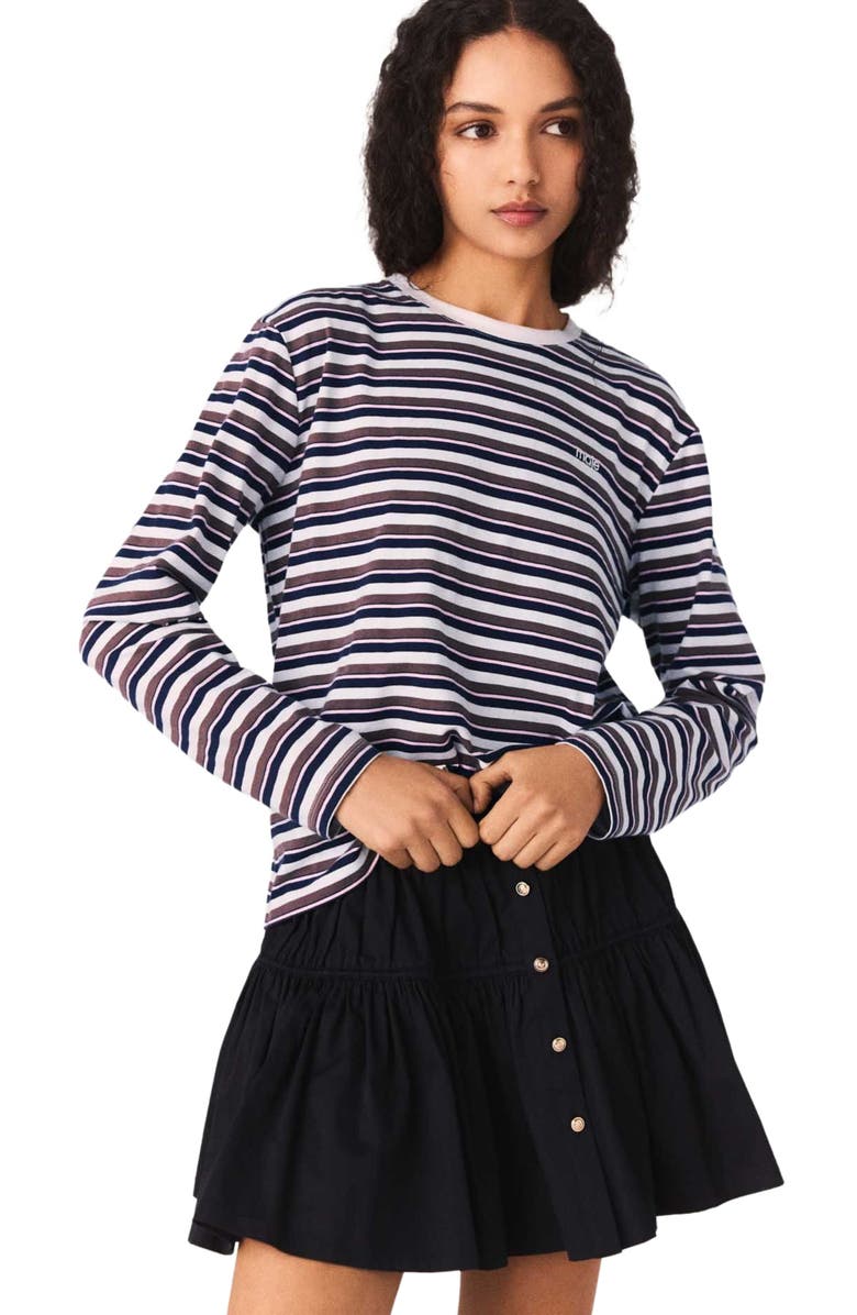 maje Striped T-shirt, Main, color, Brown/Pink