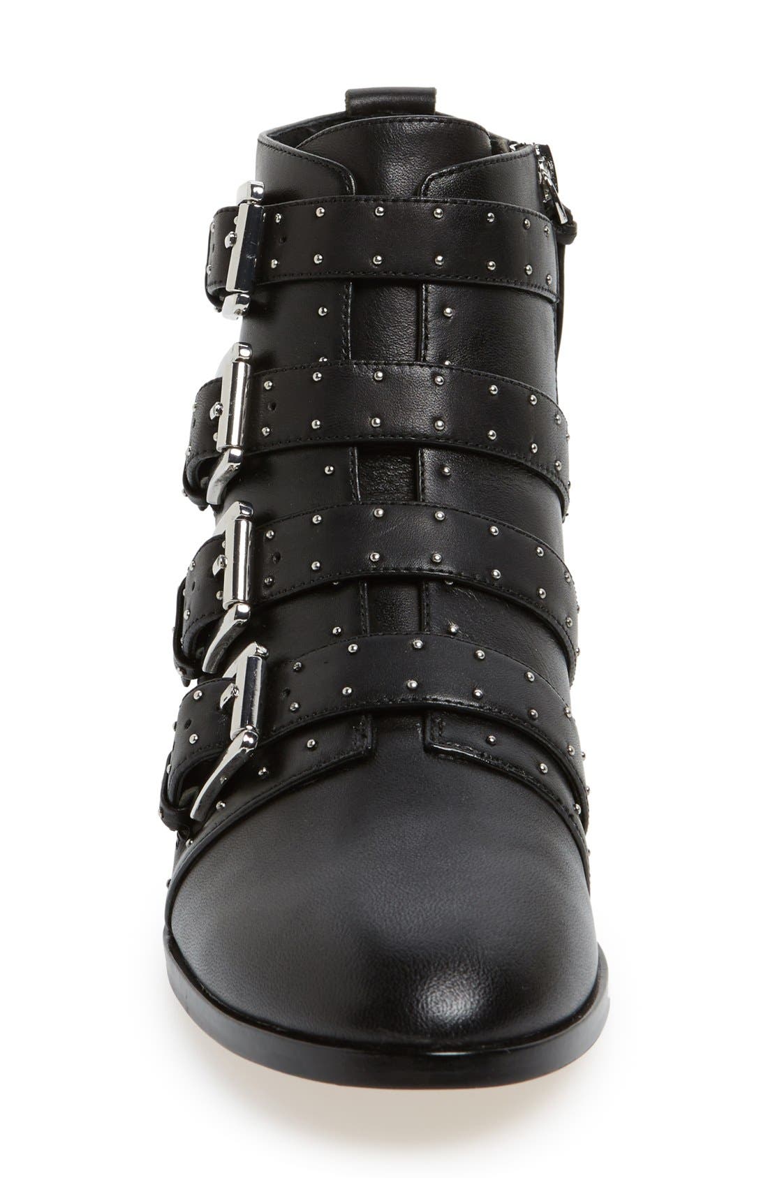 'Maddox' Buckle Bootie, Alternate, color, BLACK LEATHER