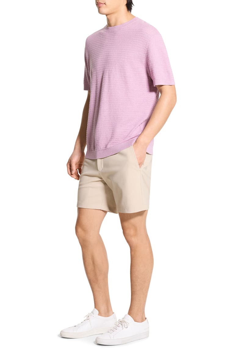 Kolben Short Sleeve Linen & Cotton Blend Crewneck Sweater, Alternate, color, PALE MAUVE - TV6