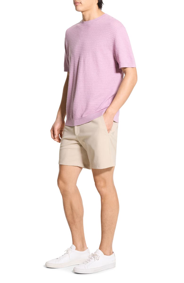 Theory Kolben Short Sleeve Linen 
Cotton Blend Crewneck Sweater, Alternate, color, Pale Mauve - Tv6