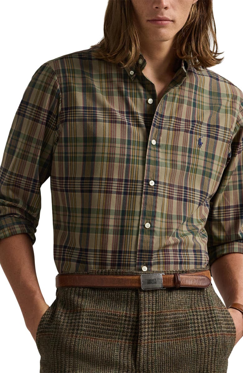 Polo Ralph Lauren Madras Plaid Button-Down Shirt, Main, color, 