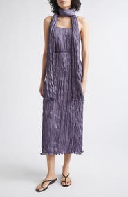 POSSE Esme Plissé Midi Slipdress & Scarf