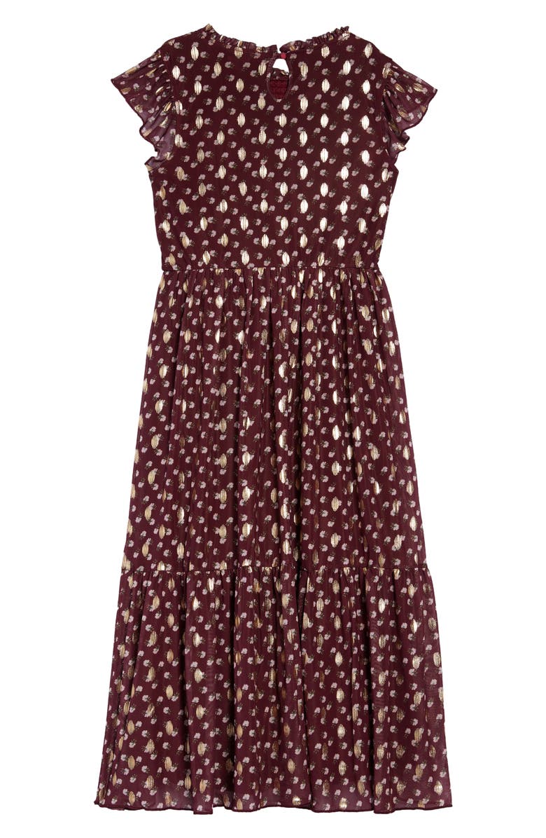 Zunie Kids' Ruffle Sleeve Smocked Maxi Dress, Alternate, color, 