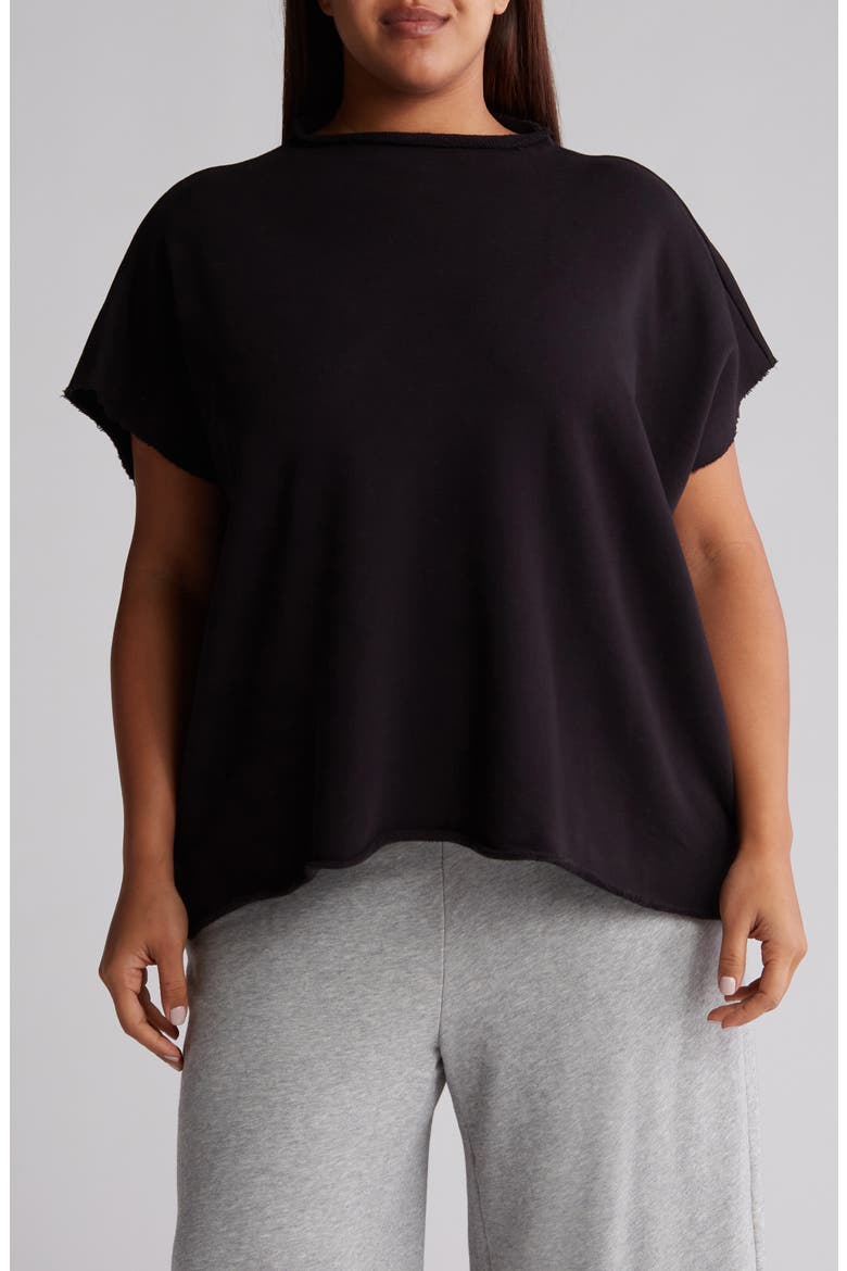 Funnel Neck Organic Cotton Top, Main, color, BLACK