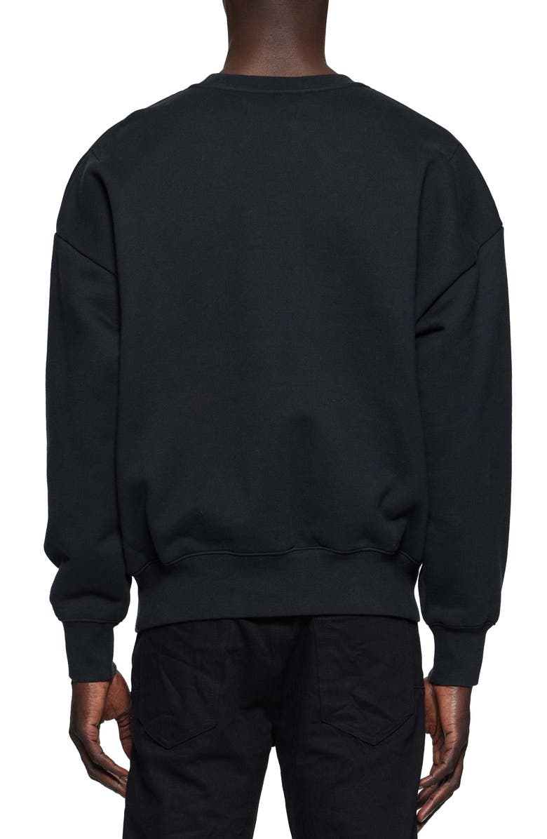 PURPLE BRAND Drip Logo Embroidered Heavyweight Fleece Sweatshirt, Alternate, color, Black