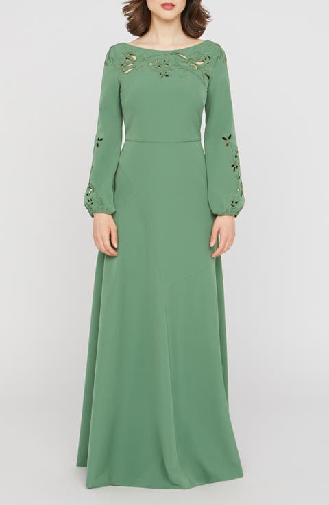Valentina Embroidered Long Sleeve Gown