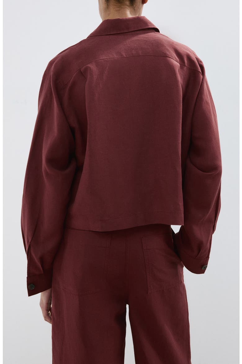 Lyocell & Linen Button-Up Shirt, Alternate, color, BURNT ORANGE