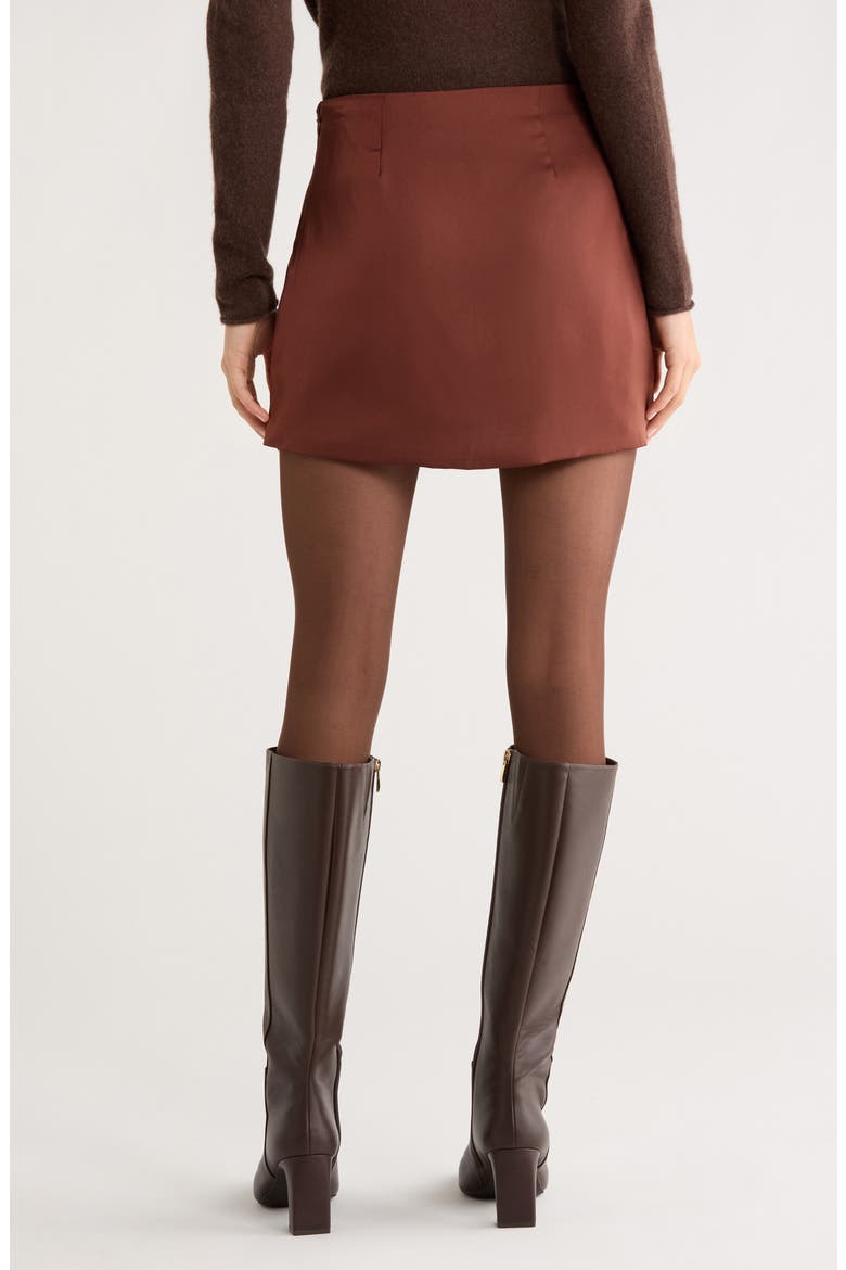 Catrina Satin Miniskirt, Alternate, color, RUST BROWN