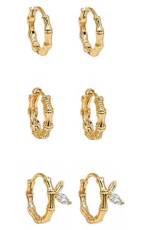 Set of 3 Frosted Vine Hoop Earrings