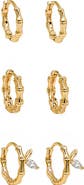 LA MENO Set of 3 Frosted Vine Hoop Earrings