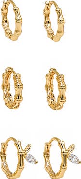 LA MENO Set of 3 Frosted Vine Hoop Earrings