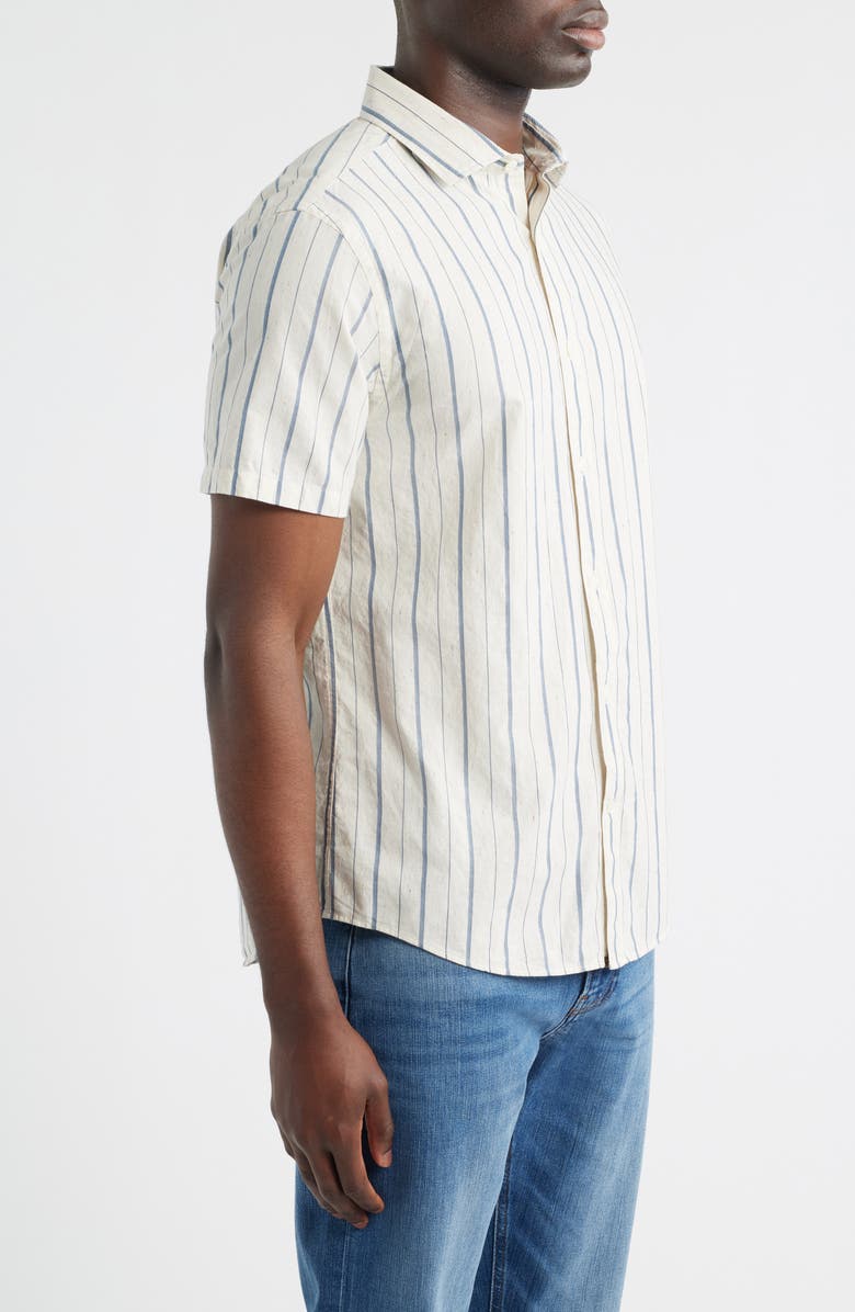 Billy Reid Donelson Short Sleeve Check Sport Shirt, Alternate, color, Tinted White/ Carbon Blue