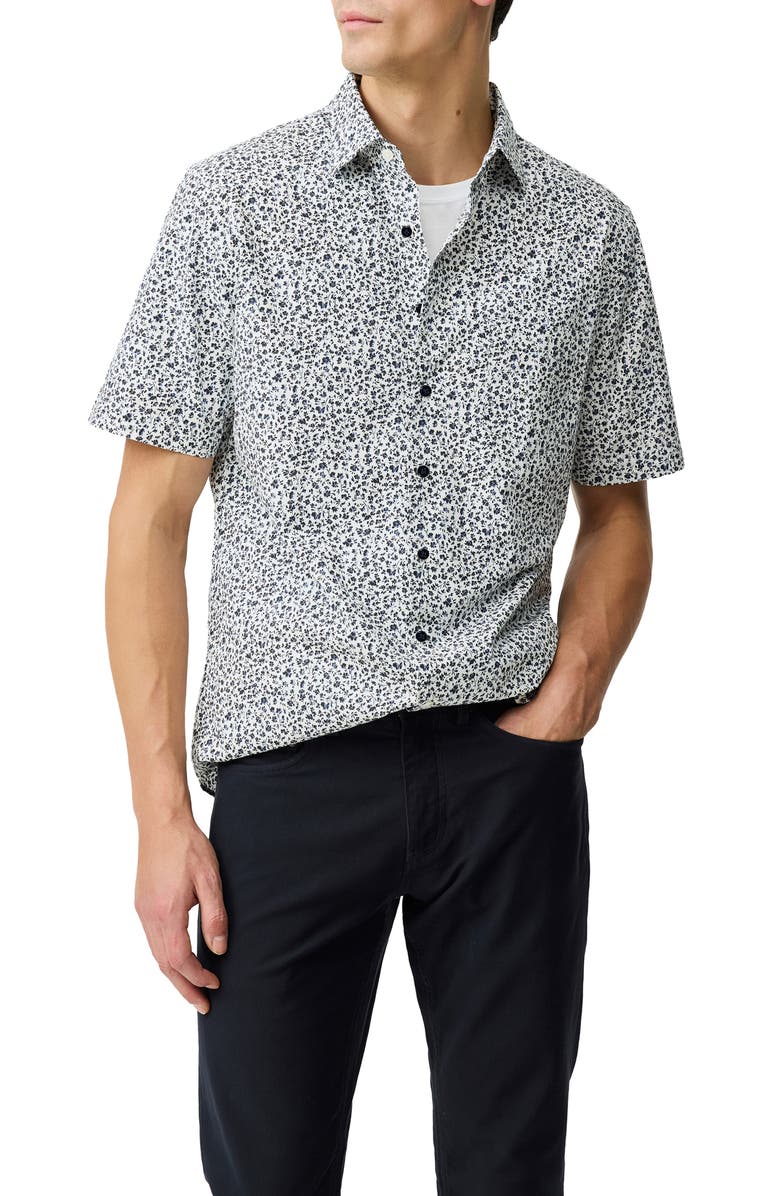 Rodd & Gunn Rai Valley Floral Short Sleeve Button-Up Shirt, Main, color, Navy