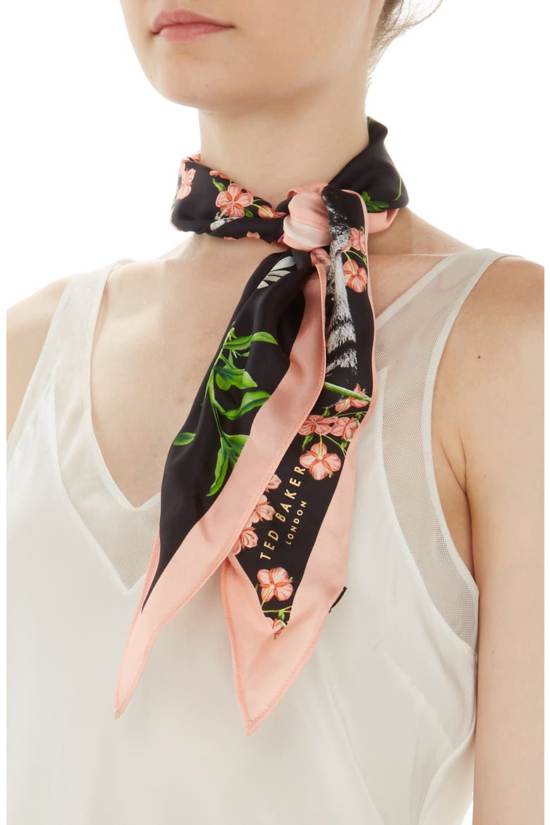 Florence Diamond Silk Scarf, Main, color, BLACK