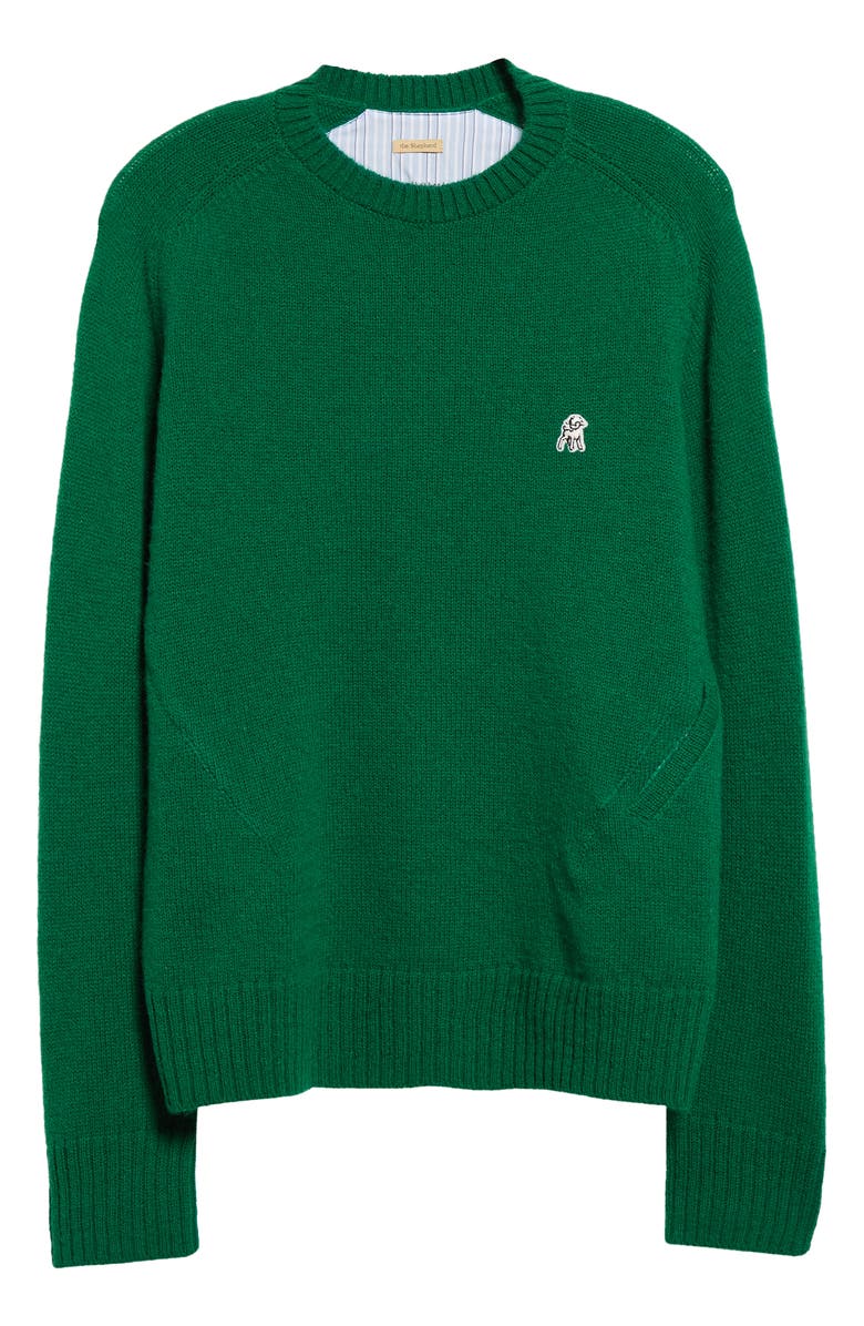 Undercover Lamb Patch Crewneck Wool & Cotton Sweater, Alternate, color,