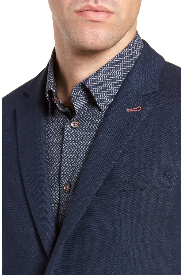 Hines Trim Fit Linen Blend Blazer, Alternate, color, NAVY