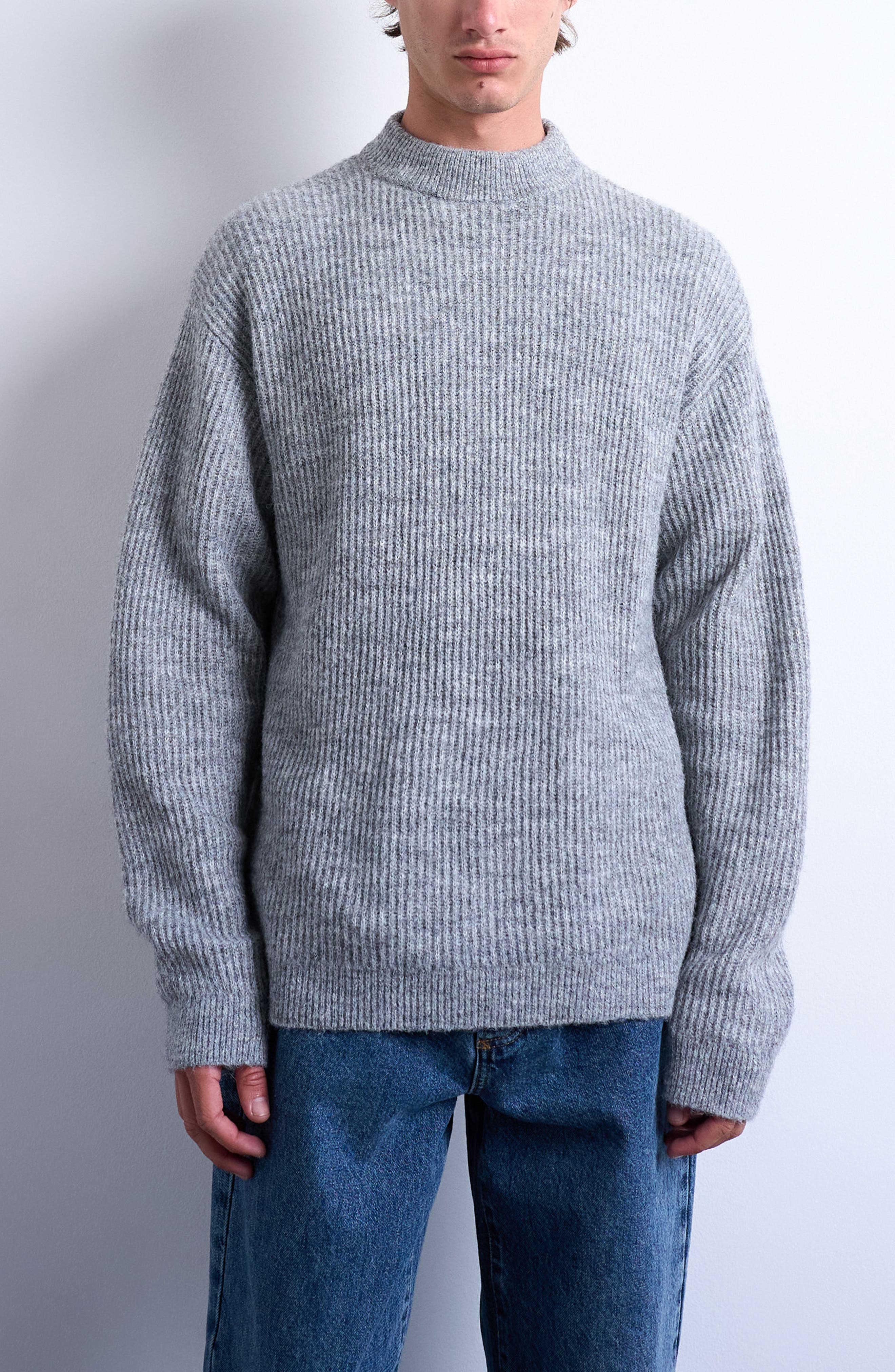 Topman Rib Mock Neck Sweater