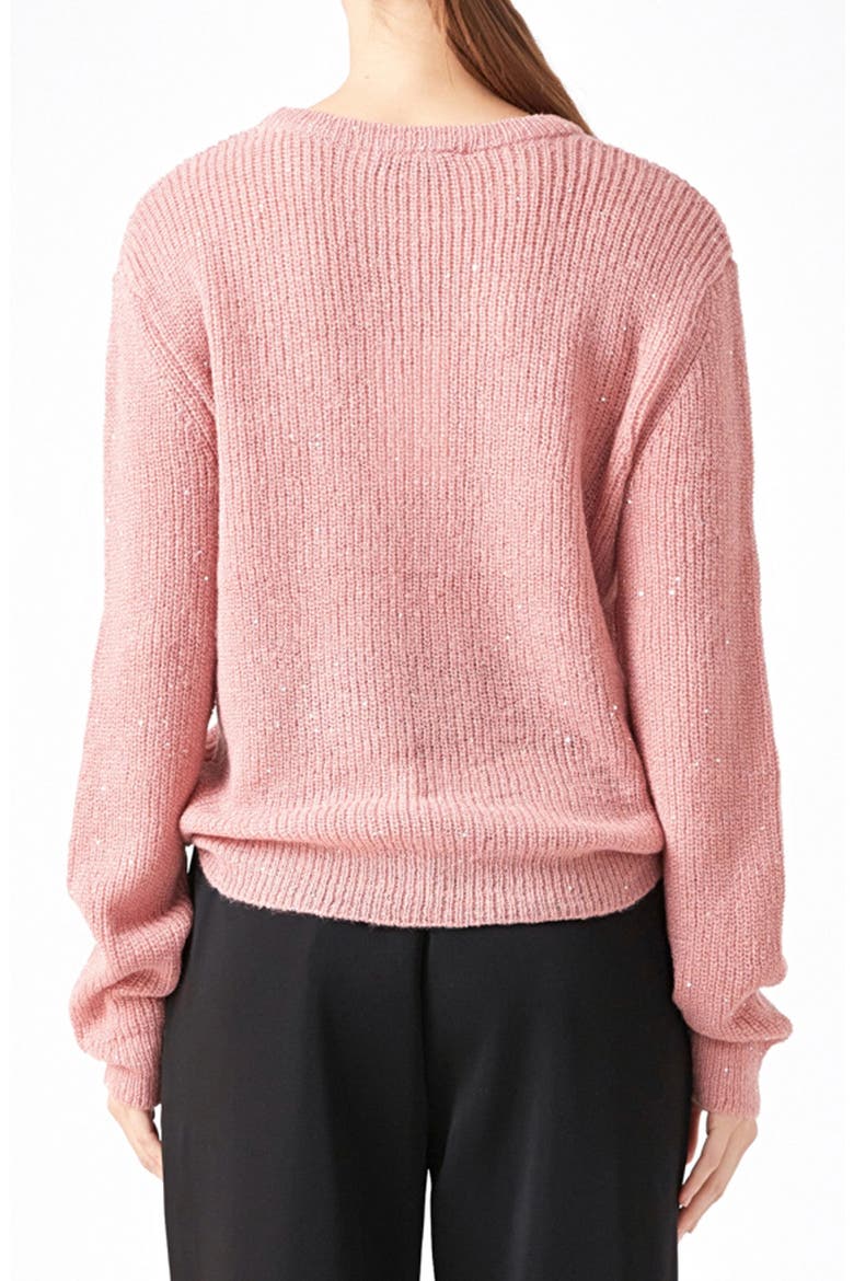 Lurex Sequin Sweater, Alternate, color, PINK