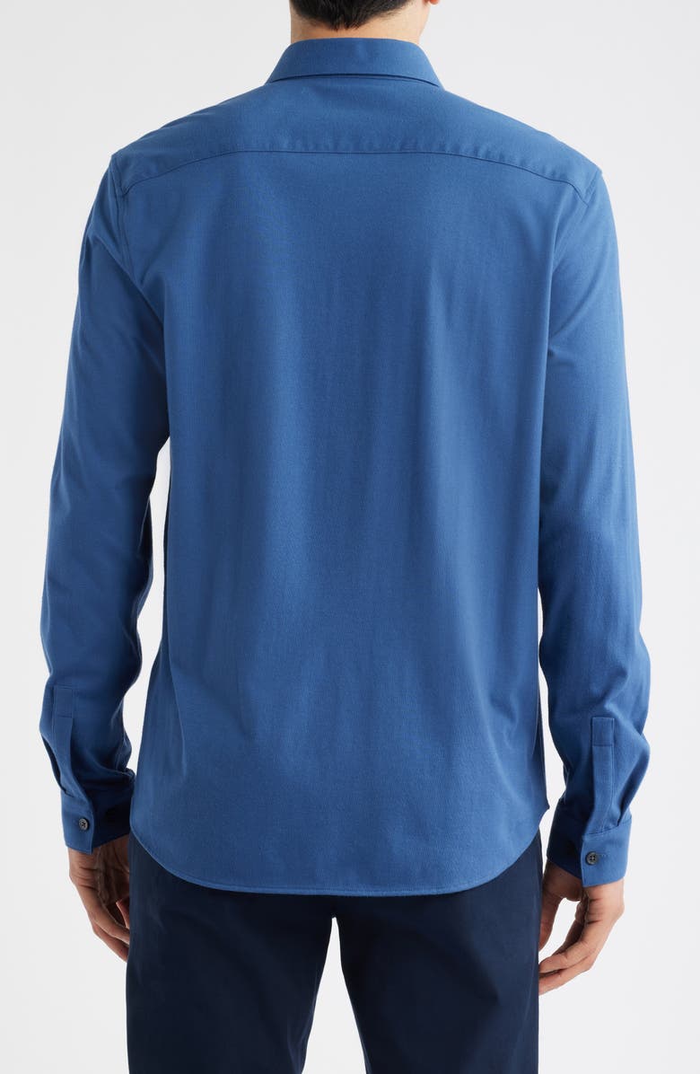 Theory Irving Structure Knit Button-Up Shirt, Alternate, color, Blue Dusk