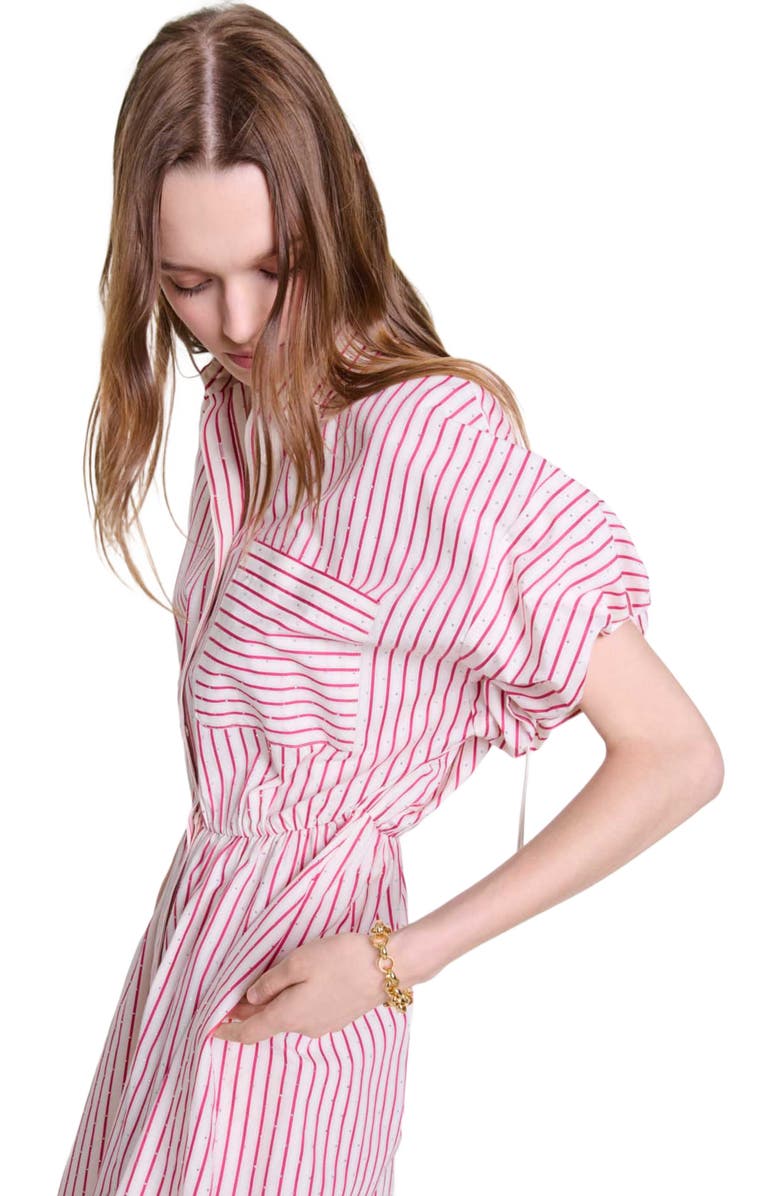 maje Striped and rhinestone maxi dress, Alternate, color, 