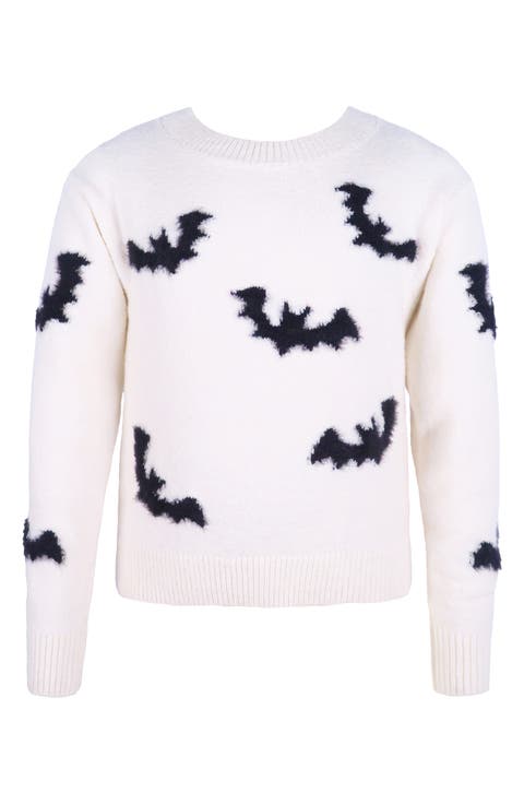 Kids' Halloween Bat Eyelash Yarn Sweater