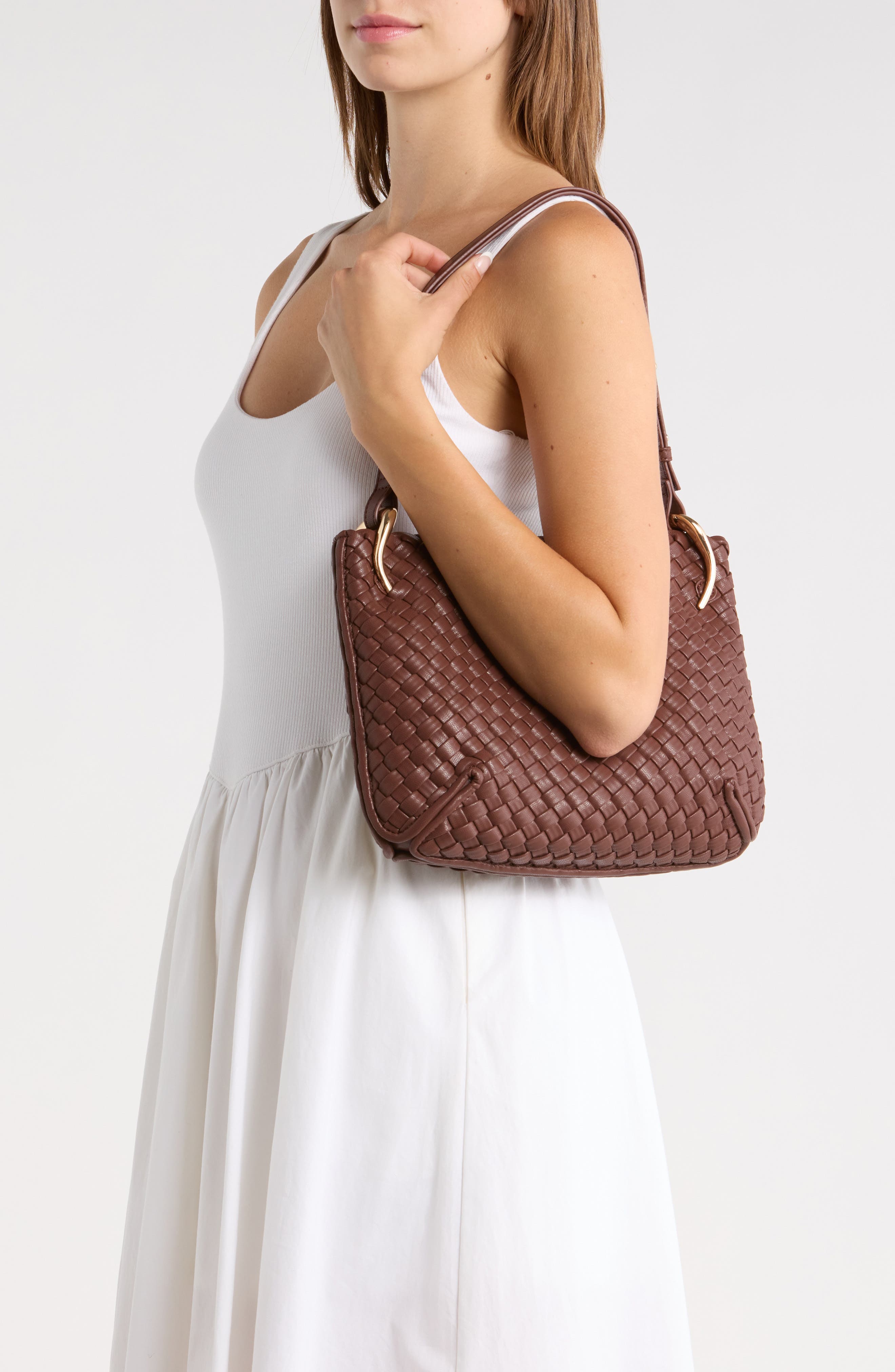 Woven Hobo Shoulder Bag, Alternate, color, CHOCOLATE