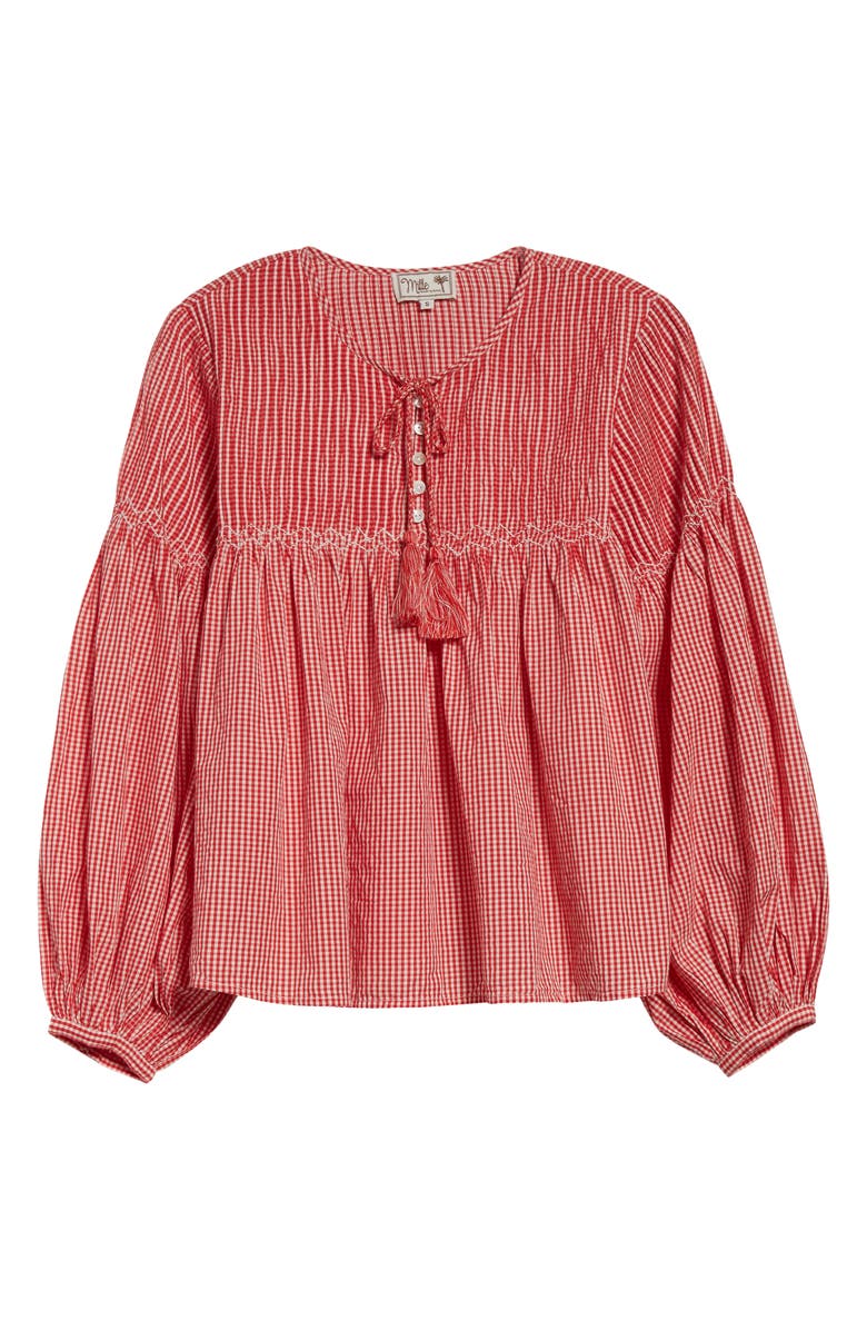 MILLE Vivienne Cototn Gingham Peasant Top, Alternate, color,