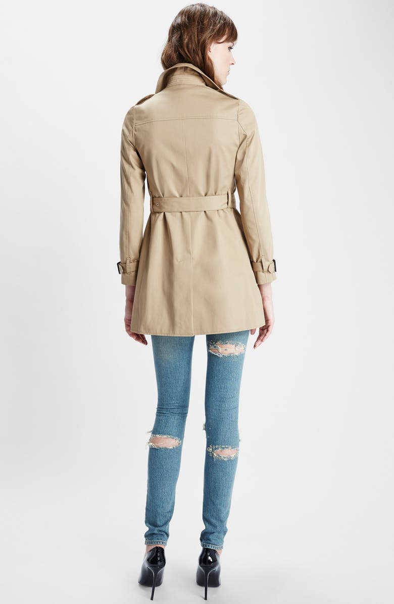 Saint Laurent Double Breasted Gabardine Trench Coat, Alternate, color, 