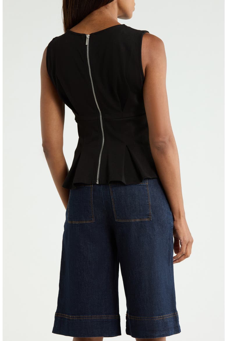 Pleated Peplum Knit Top, Alternate, color, BLACK